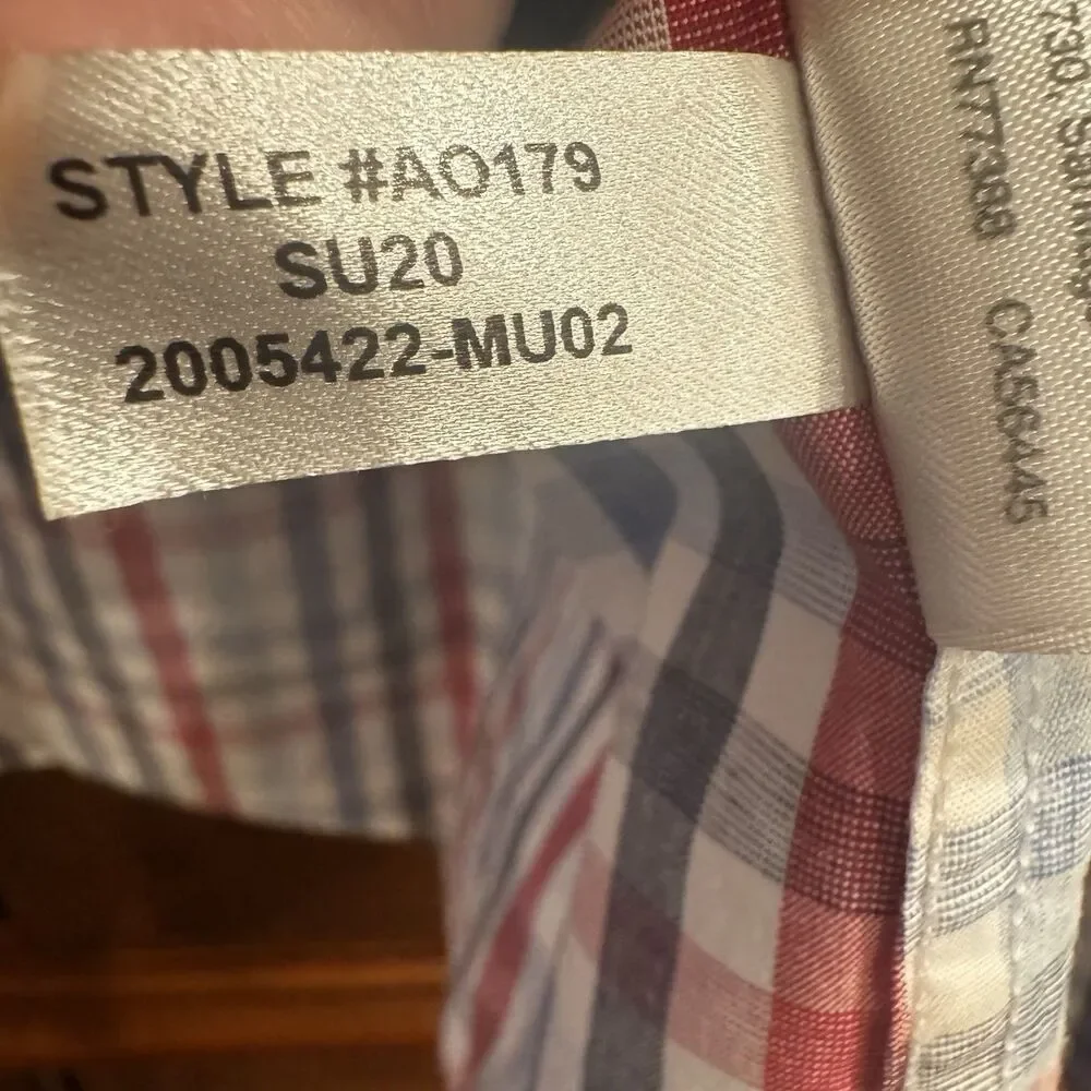 J.Crew Flex Washed Plaid Button Down Shirt Red Blue White Gingham Shirt XL